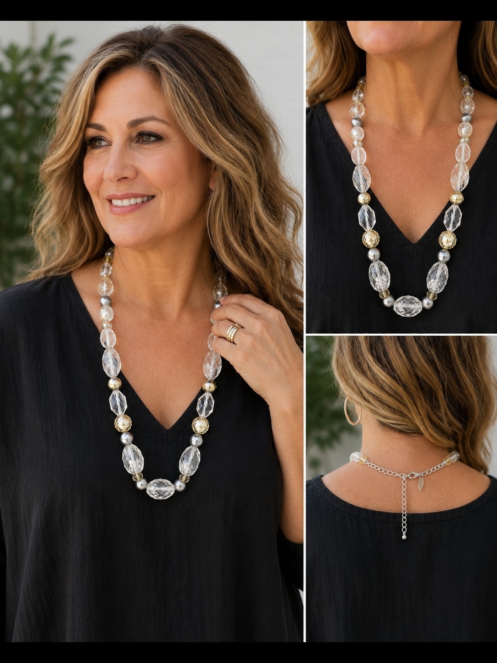 NY (New York & Company) 23-inch beaded statement necklace